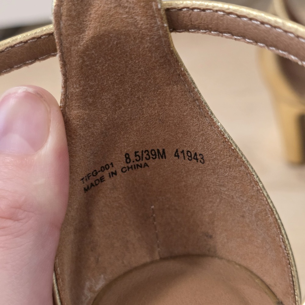 Chinese Laundry Gold Party Glam Going Out Sexy Strappy Sandal Heels Size 8.5M - Picture 11 of 11